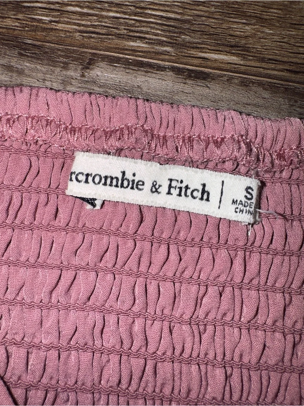 Abercrombie Fitch Dusty Rose Cinched Front Puff Sleeve Smocked Top‎ Small